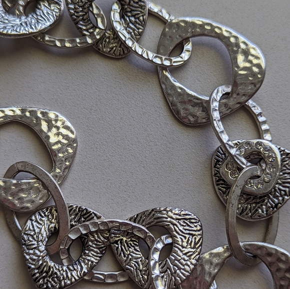 Chico's Vintage Silver Tone Chunky Mixed Link Rhinestone Accent Belt - Picture 5 of 12